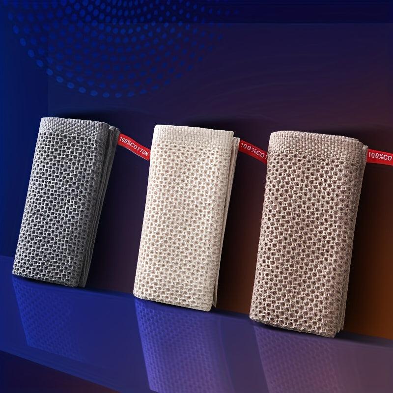 6pcs Waffle Plaid Dish Cloths Absorbent Cleaning Rags