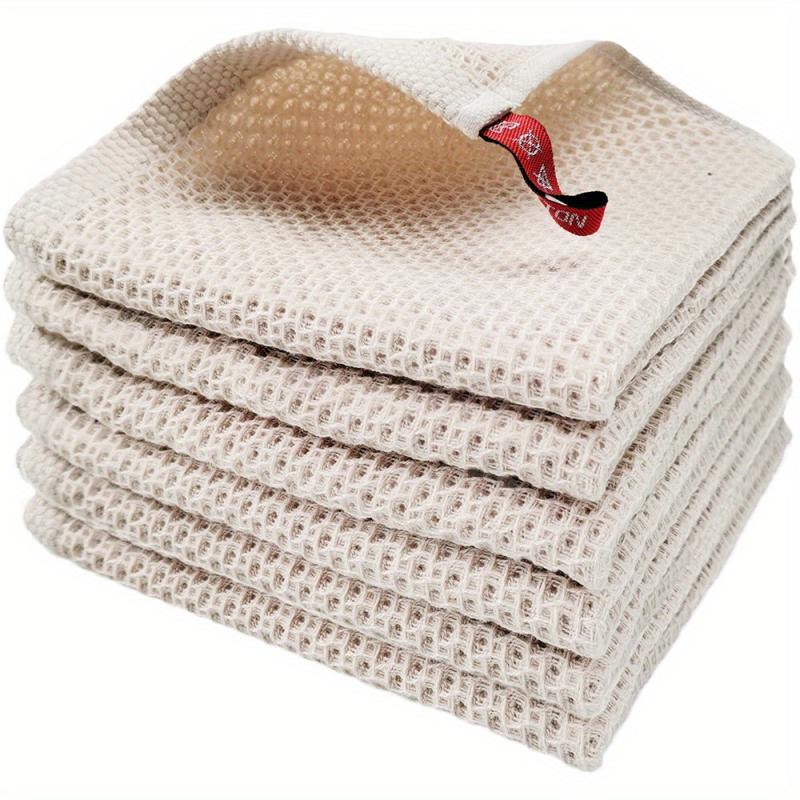 6pcs Waffle Plaid Dish Cloths Absorbent Cleaning Rags