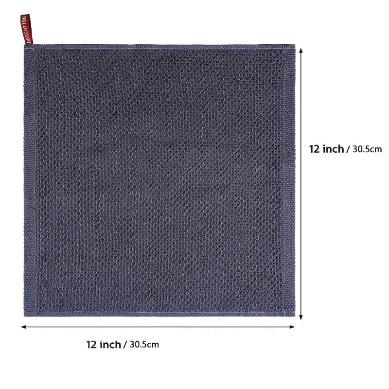 6pcs Waffle Plaid Dish Cloths Absorbent Cleaning Rags