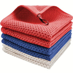 6pcs Waffle Plaid Dish Cloths Absorbent Cleaning Rags