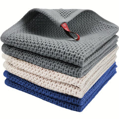 6pcs Waffle Plaid Dish Cloths Absorbent Cleaning Rags