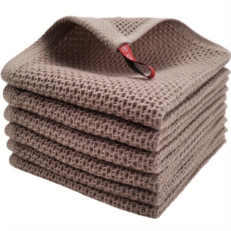 6pcs Waffle Plaid Dish Cloths Absorbent Cleaning Rags