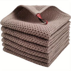 6pcs Waffle Plaid Dish Cloths Absorbent Cleaning Rags