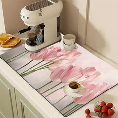 Dish Drying Mat Coffee Machine Diatom Mud Drainage Pad Non-slip Absorbent