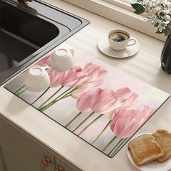 Dish Drying Mat Coffee Machine Diatom Mud Drainage Pad Non-slip Absorbent