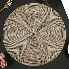 6pcs Round Placemats PVC Waterproof Bronzing Series Insulation Non Slip Mat