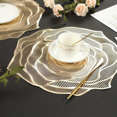 6pcs Round Placemats PVC Waterproof Bronzing Series Insulation Non Slip Mat