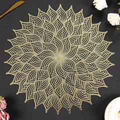 6pcs Round Placemats PVC Waterproof Bronzing Series Insulation Non Slip Mat