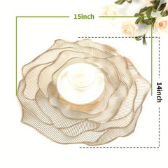 6pcs Round Placemats PVC Waterproof Bronzing Series Insulation Non Slip Mat