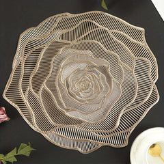 6pcs Round Placemats PVC Waterproof Bronzing Series Insulation Non Slip Mat