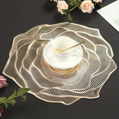 6pcs Round Placemats PVC Waterproof Bronzing Series Insulation Non Slip Mat