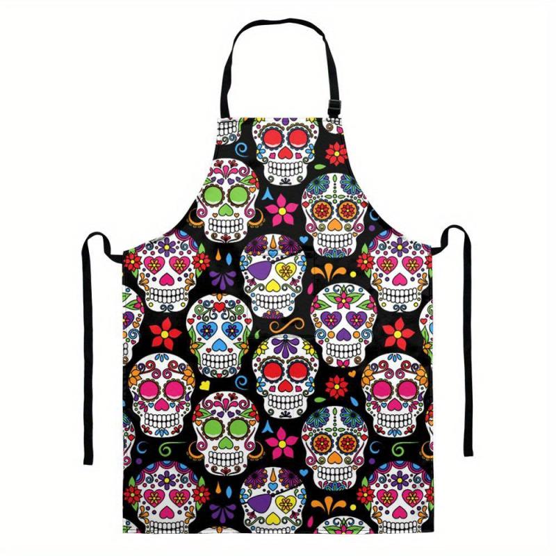 Halloween Skull Kitchen Apron Waterproof Restaurant Waiter Work Clothes