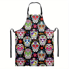 Halloween Skull Kitchen Apron Waterproof Restaurant Waiter Work Clothes