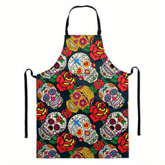 Halloween Skull Kitchen Apron Waterproof Restaurant Waiter Work Clothes