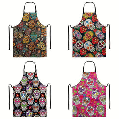 Halloween Skull Kitchen Apron Waterproof Restaurant Waiter Work Clothes