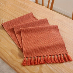 Rustic Table Runner with Tassel Boho Burlap Farmhouse Style Linen Runner