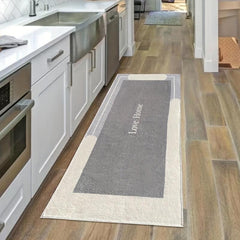 Vintage Letter Pattern Kitchen Rugs Absorbent Non Slip