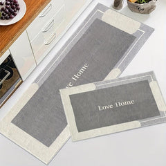 Vintage Letter Pattern Kitchen Rugs Absorbent Non Slip