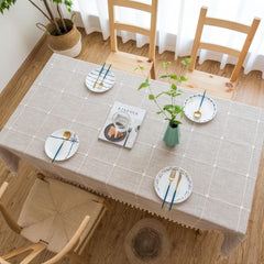 Nordic Plaid Tablecloth with Tassel for Home Decoration