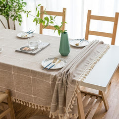 Nordic Plaid Tablecloth with Tassel for Home Decoration