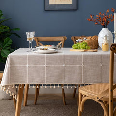 Nordic Plaid Tablecloth with Tassel for Home Decoration