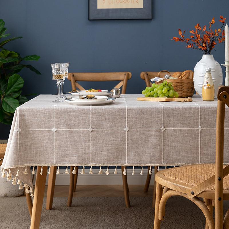 Nordic Plaid Tablecloth with Tassel for Home Decoration