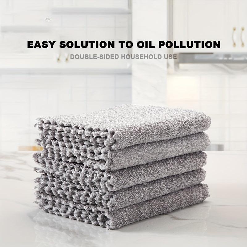 10pcs Bamboo Charcoal Dish Towel Microfiber Absorbent Dishcloth