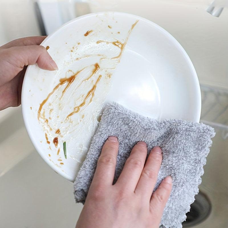 10pcs Bamboo Charcoal Dish Towel Microfiber Absorbent Dishcloth