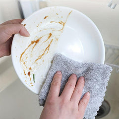10pcs Bamboo Charcoal Dish Towel Microfiber Absorbent Dishcloth