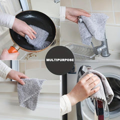 10pcs Bamboo Charcoal Dish Towel Microfiber Absorbent Dishcloth