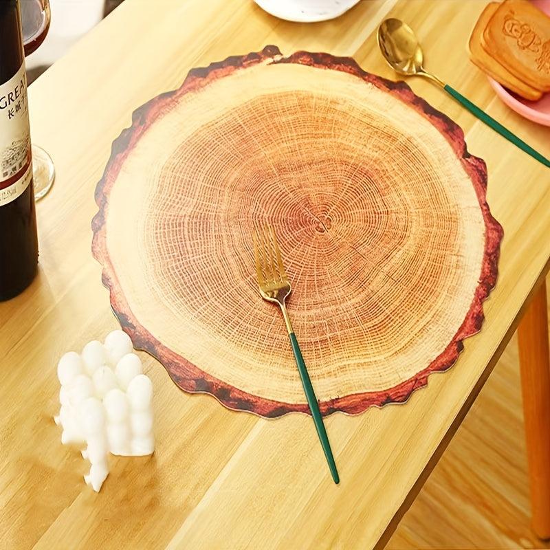 4pcs European Style Wooden Heat Insulation Pad Wood Grain Placemat