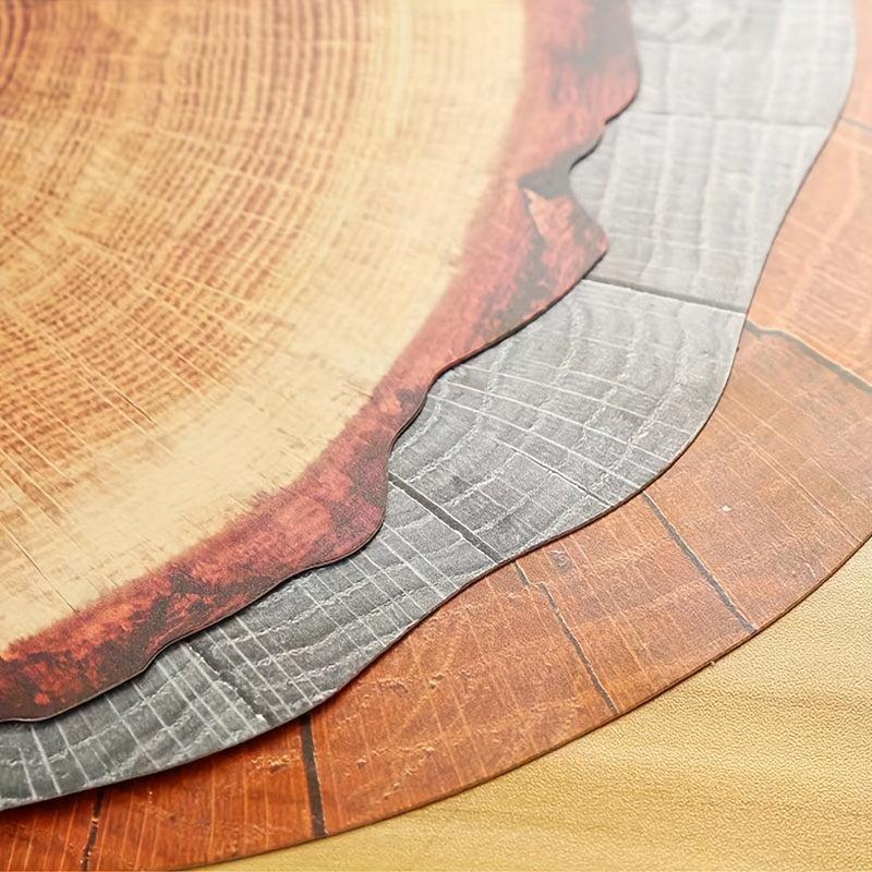 4pcs European Style Wooden Heat Insulation Pad Wood Grain Placemat