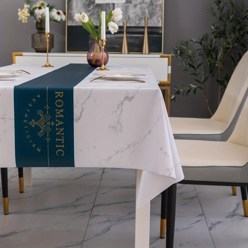 Romantic Words Printed PVC Tablecloth Waterproof Resistant Table Cover