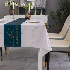 Romantic Words Printed PVC Tablecloth Waterproof Resistant Table Cover