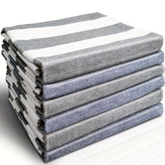 6pcs Striped Waffle Plaid Dish Cloths Cleaning Rags Face Towels