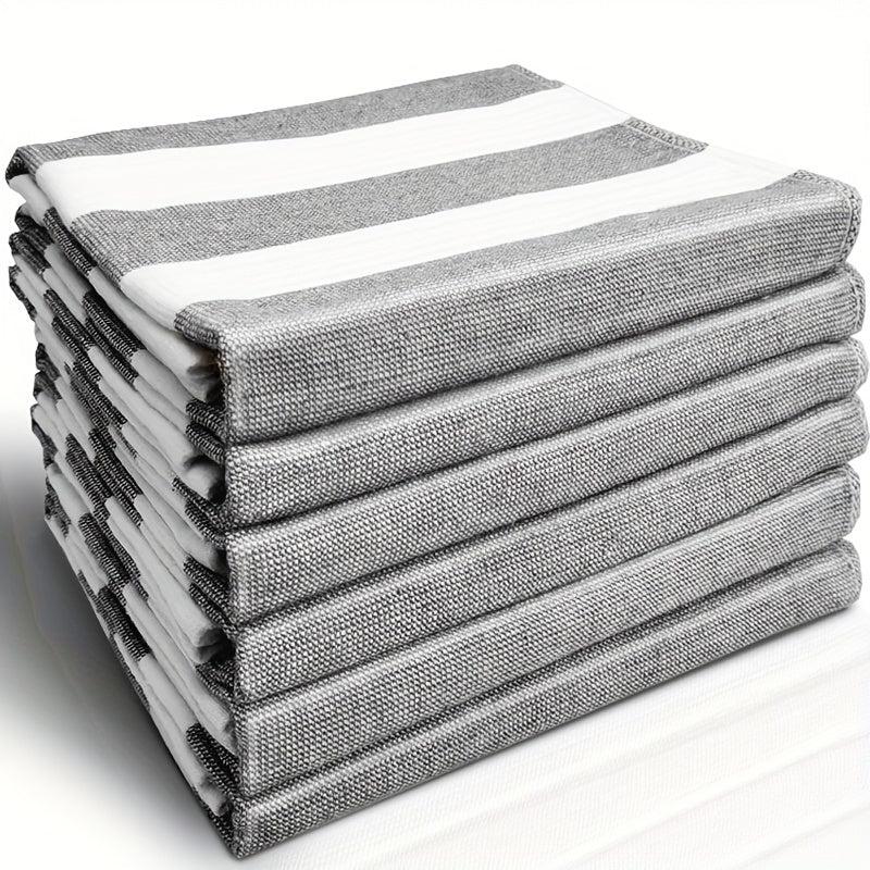 6pcs Striped Waffle Plaid Dish Cloths Cleaning Rags Face Towels