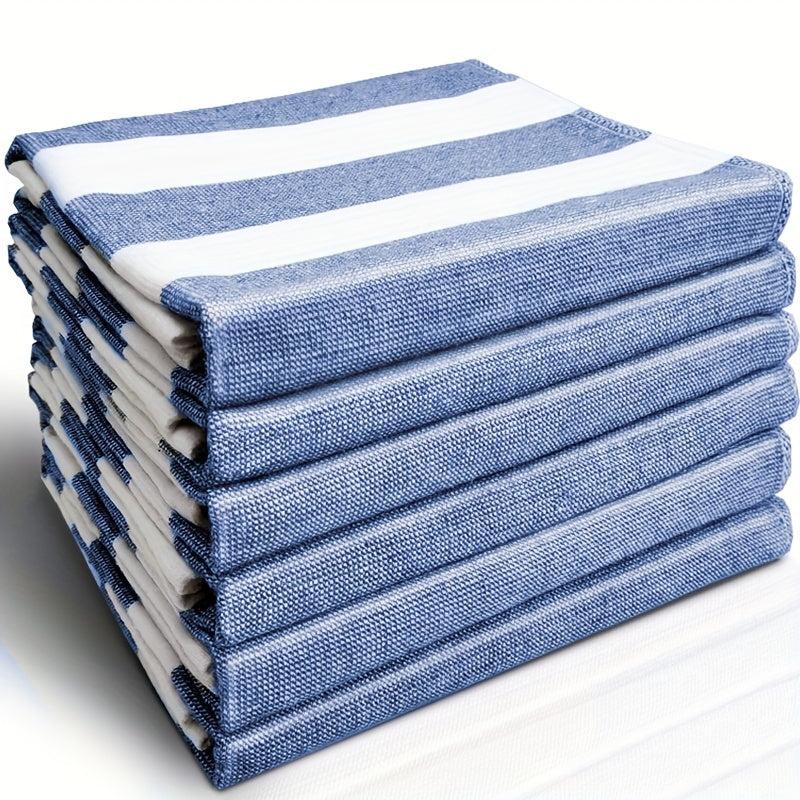 6pcs Striped Waffle Plaid Dish Cloths Cleaning Rags Face Towels