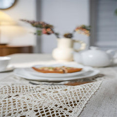American Boho Style Crochet Beige Tablecloth