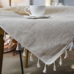 American Boho Style Crochet Beige Tablecloth