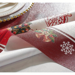 Polyester Merry Christmas Tablecloth with Tree Snowflake Pattern