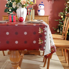 Polyester Merry Christmas Tablecloth with Tree Snowflake Pattern