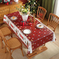 Polyester Merry Christmas Tablecloth with Tree Snowflake Pattern