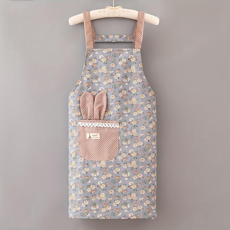 Women's Floral Pattern Plastic Apron - Catering & Work Clothes