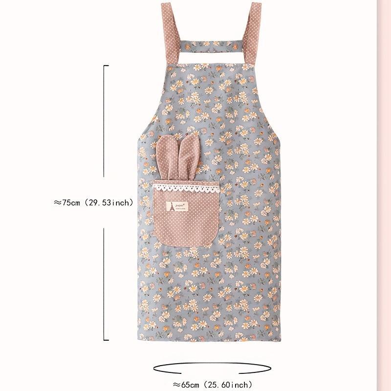 Women's Floral Pattern Plastic Apron - Catering & Work Clothes