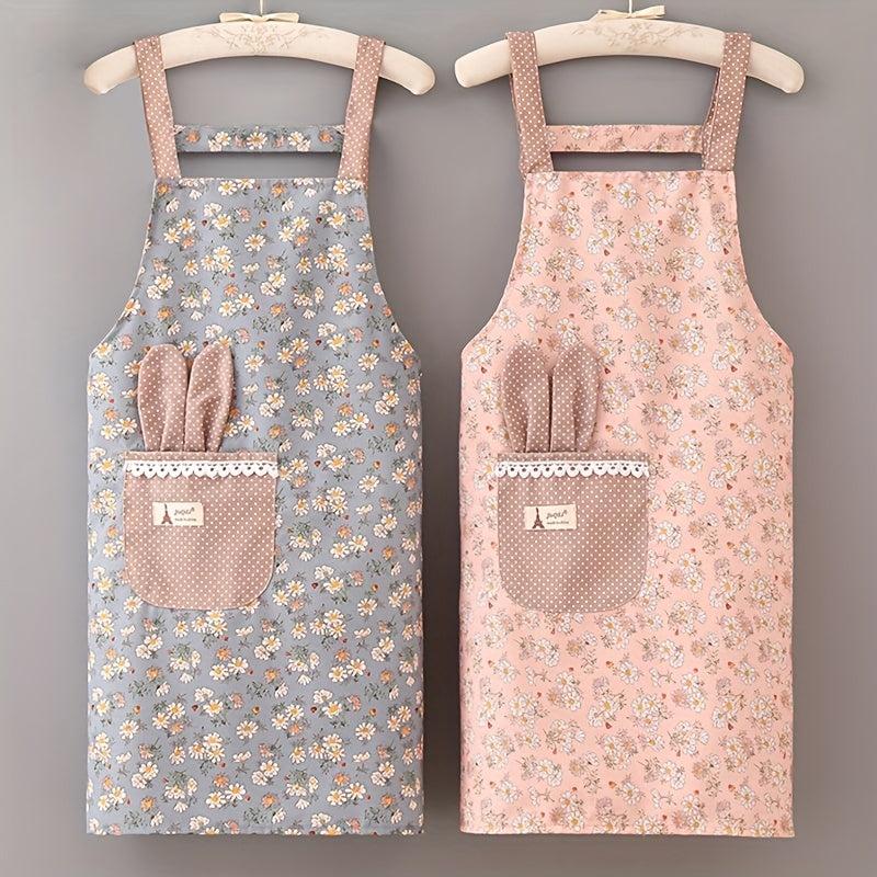 Women's Floral Pattern Plastic Apron - Catering & Work Clothes