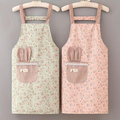 Women's Floral Pattern Plastic Apron - Catering & Work Clothes