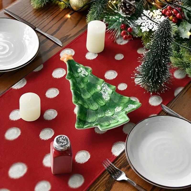 Cartoon Reindeer Table Runner Red Christmas Seasonal Winter Holiday Kitchen Deco