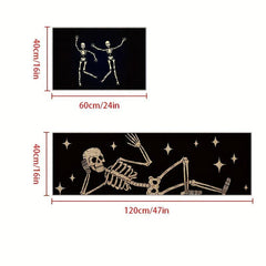 2pcs Halloween Skeleton Kitchen Mat - Anti Fatigue Non Slip Waterproof Mat