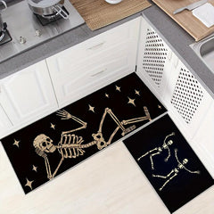 2pcs Halloween Skeleton Kitchen Mat - Anti Fatigue Non Slip Waterproof Mat