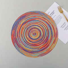 Colorful Rainbow Round Placemat Set 6pcs Heat Insulation Coasters Non-slip Mats